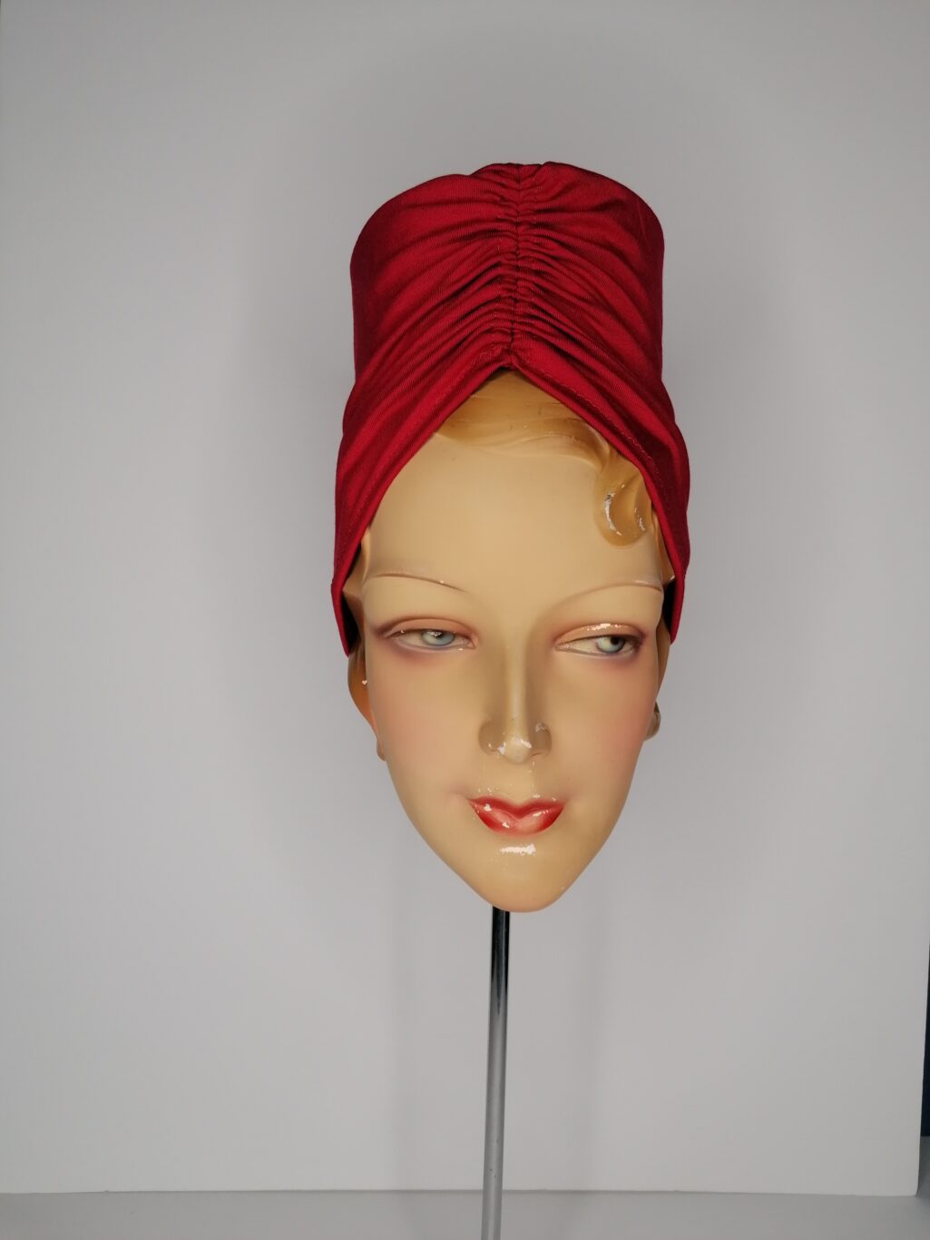 A VALENTINE'S LYDIA 1940'S HIGH CHIMNEY RUCHED TURBAN COTTON JERSEY - Image 7